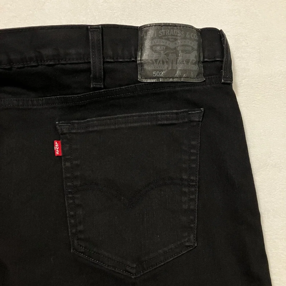 Levis 502 Regular Taper Jeans Men's Size 46x30 Black Denim Big & Tall